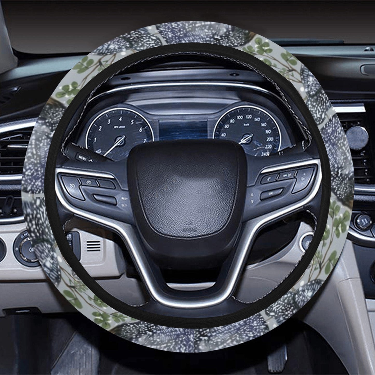 Guinea Fowl Print Design LKS402 Steering Wheel Cover with Elastic Edge