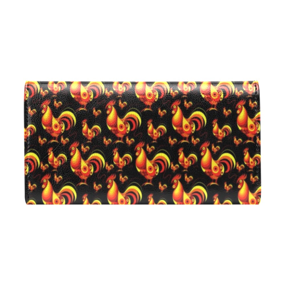 Rooster Print Themed Women's Trifold Wallet