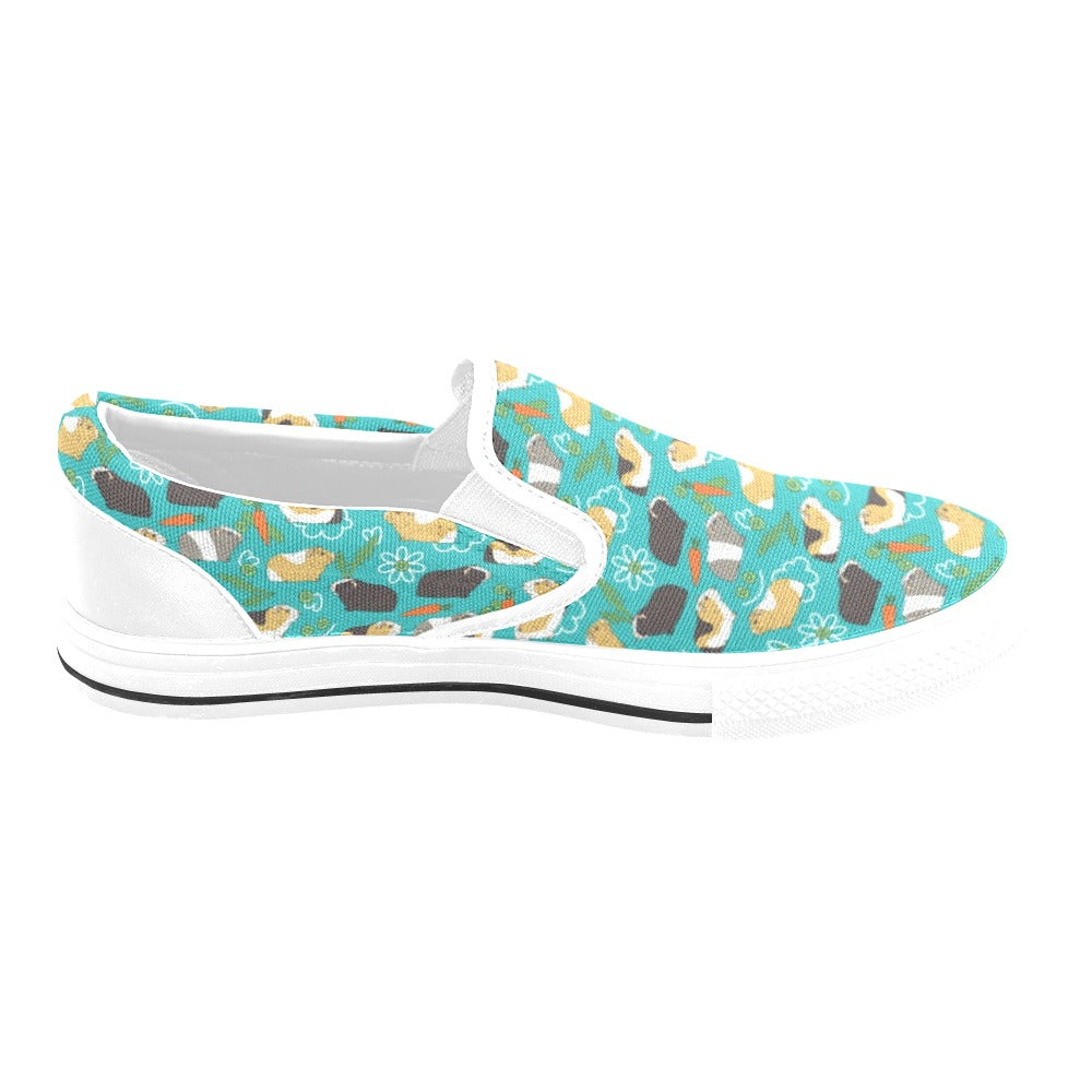 Guinea Pig Print Design LKS402 White Slip Ons Canvas Women's Shoes