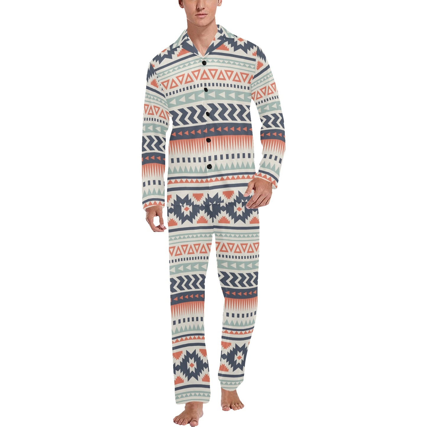 Tribal Aztec vintage pattern Men's Long Pajama Set