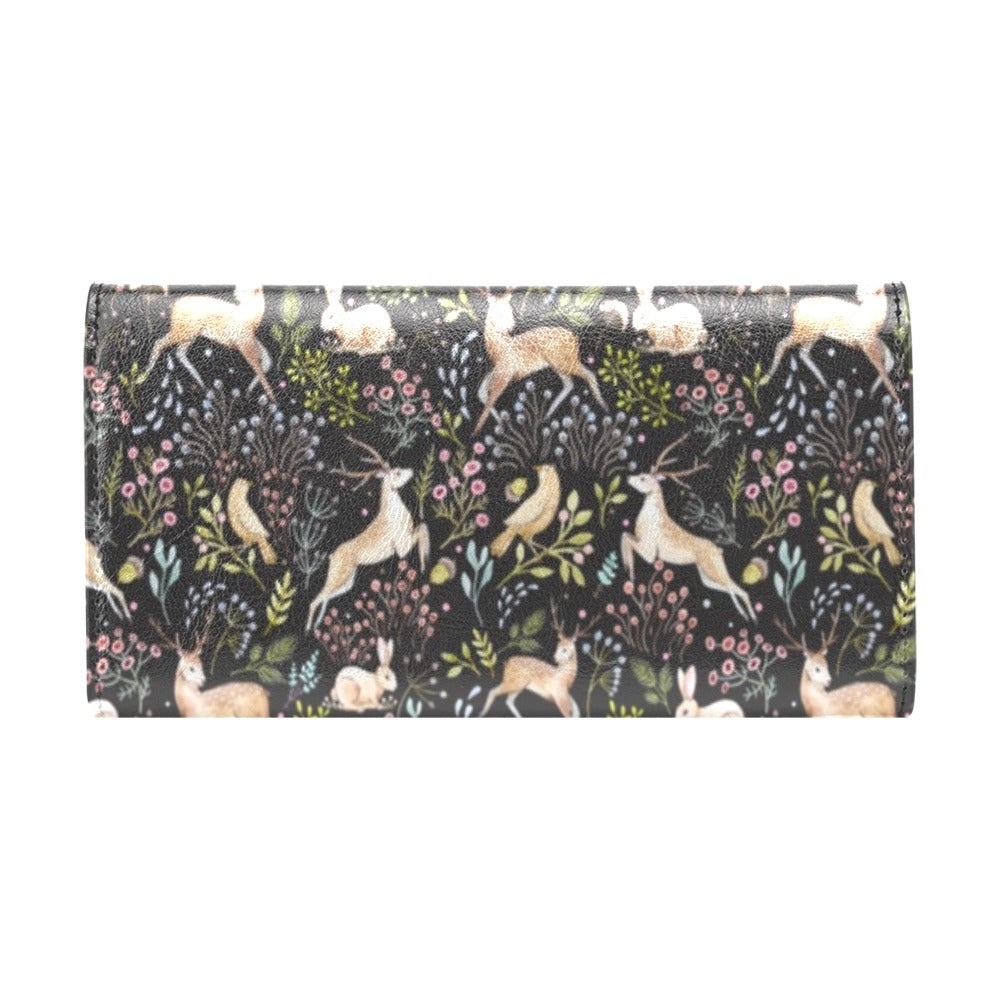 Deer Floral Jungle Women's Trifold Wallet