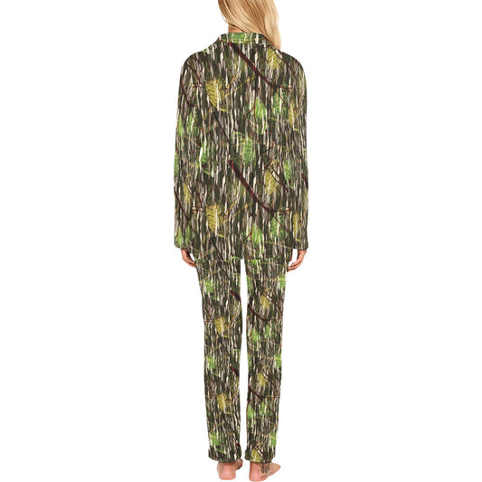 Camouflage Realtree Pattern Print Design 02 Women's Long Pajama Set