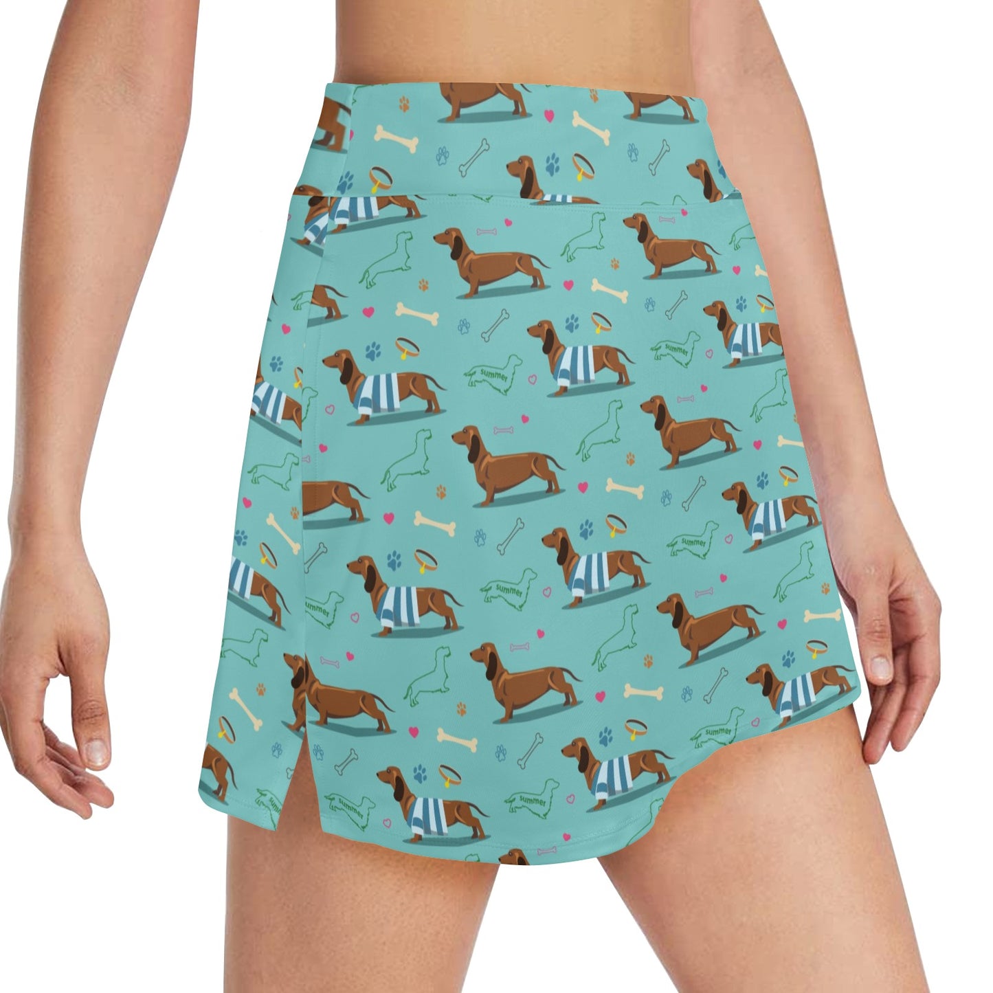 Dachshund Paw Decorative Print Pattern 17" Golf & Pickleball Skort with Pockets