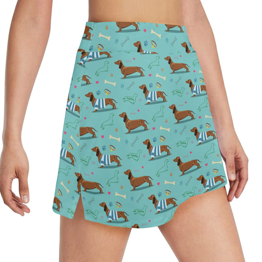 Dachshund Paw Decorative Print Pattern 17" Golf & Pickleball Skort with Pockets