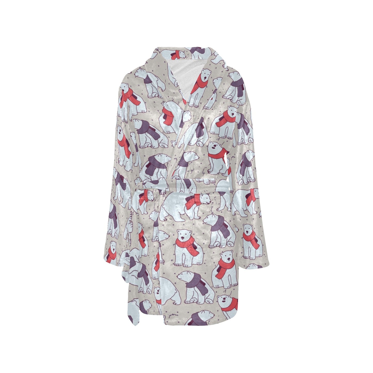 Polar Bear Pattern Print Design PB04 Women's Fleece Robe
