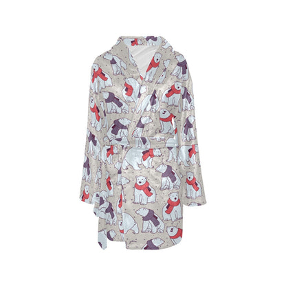Polar Bear Pattern Print Design PB04 Women's Fleece Robe