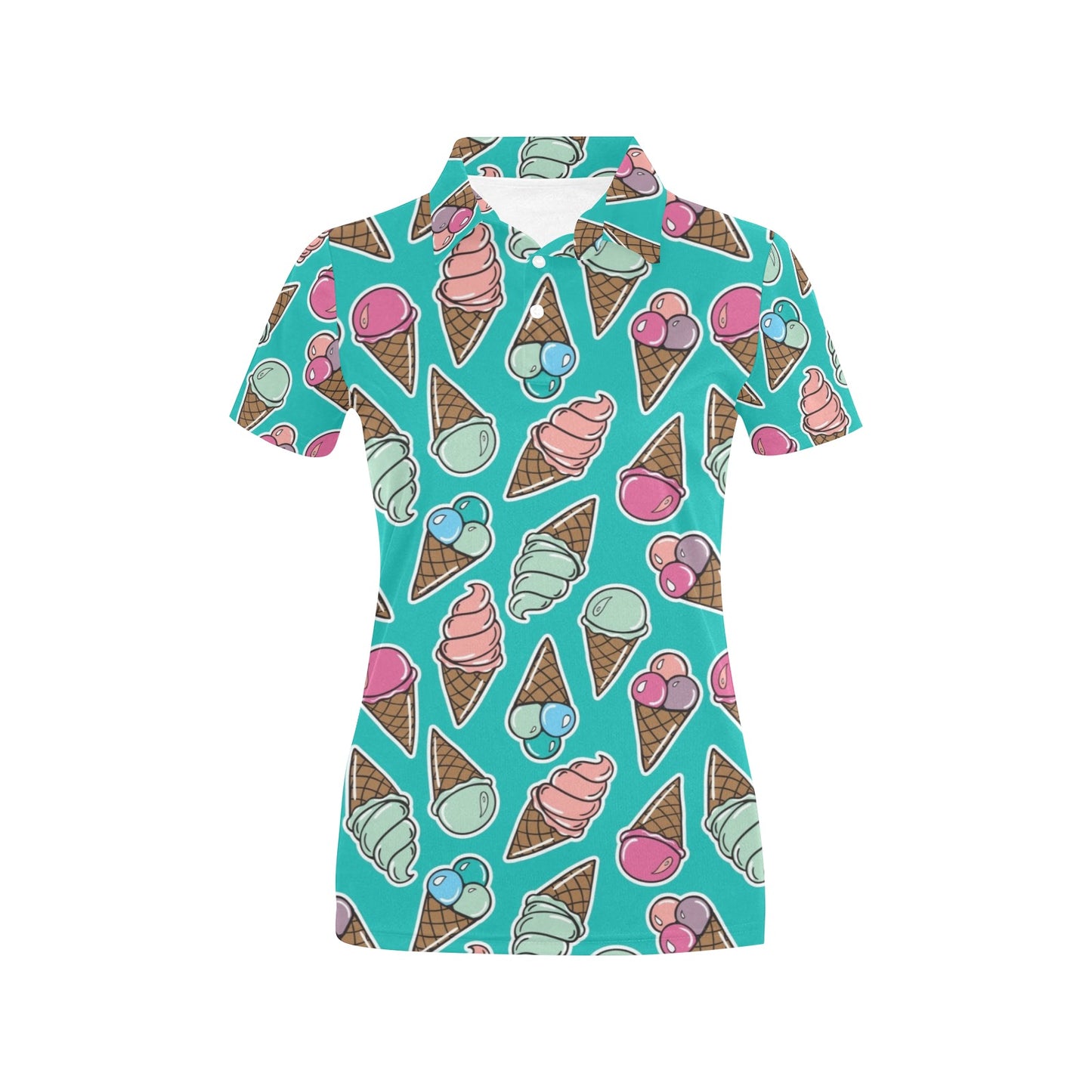 Ice Cream Pattern Print Design IC01 Women's Polo Shirt