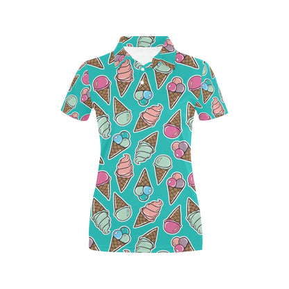 Ice Cream Pattern Print Design IC01 Women's Polo Shirt