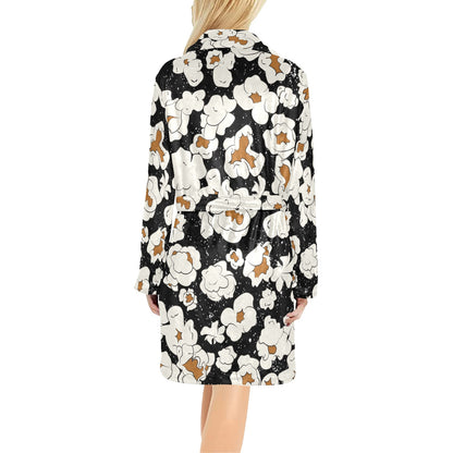 Popcorn Pattern Print Design A02 Women's Fleece Robe