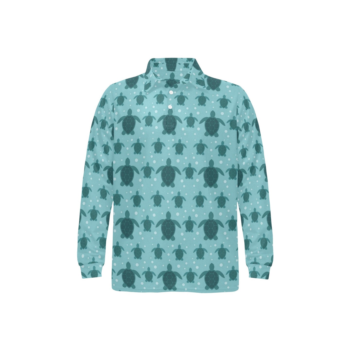 Sea Turtle Print Design LKS305 Long Sleeve Polo Shirt For Men's