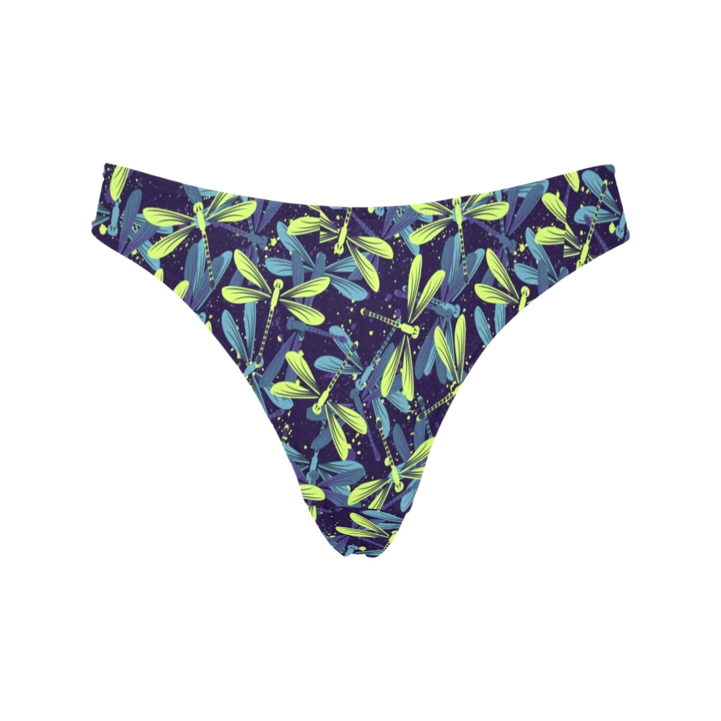 Dragonfly Lime Blue Print Pattern Women's Thongs