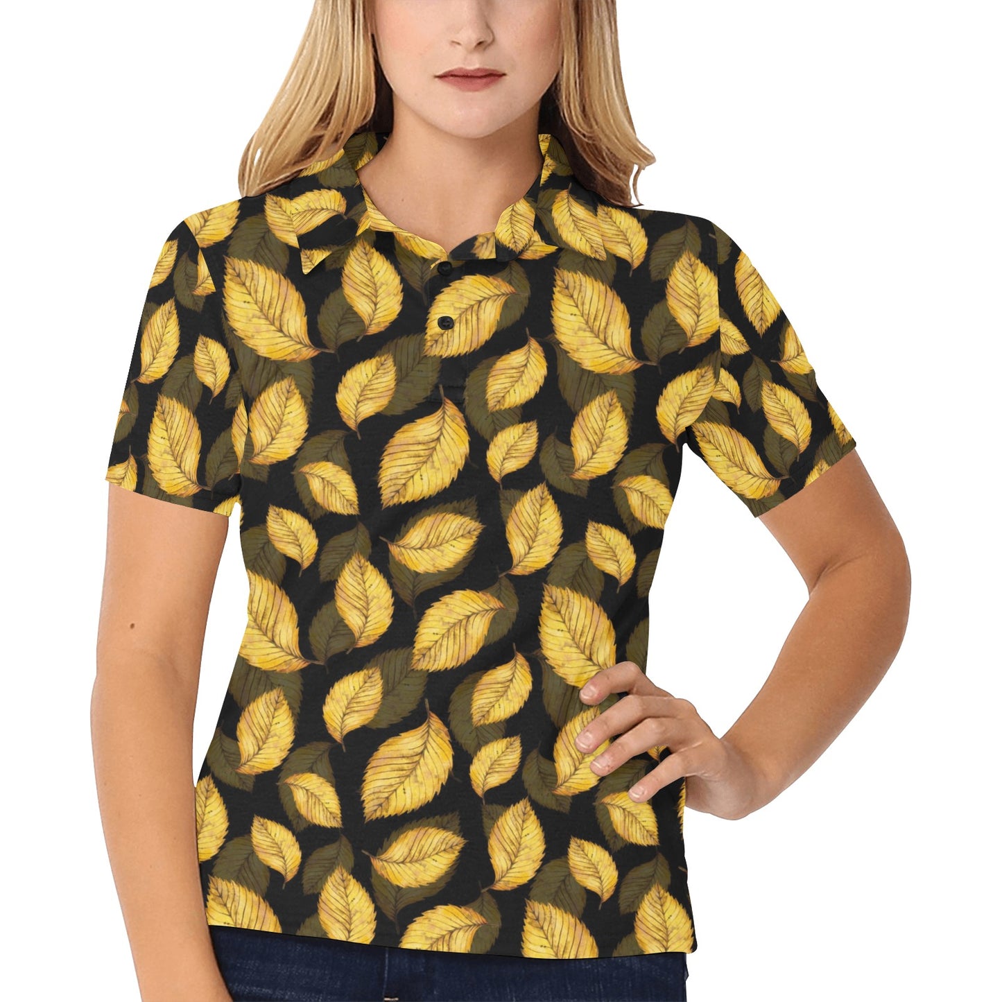 Elm Leave Summer Print Pattern Women's Polo Shirt