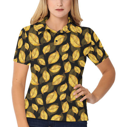 Elm Leave Summer Print Pattern Women's Polo Shirt