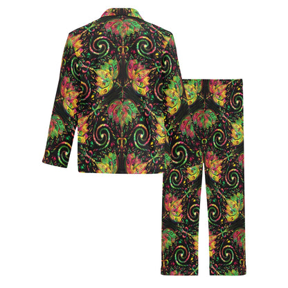 lotus Boho Pattern Print Design LO09 Men's Long Pajama Set