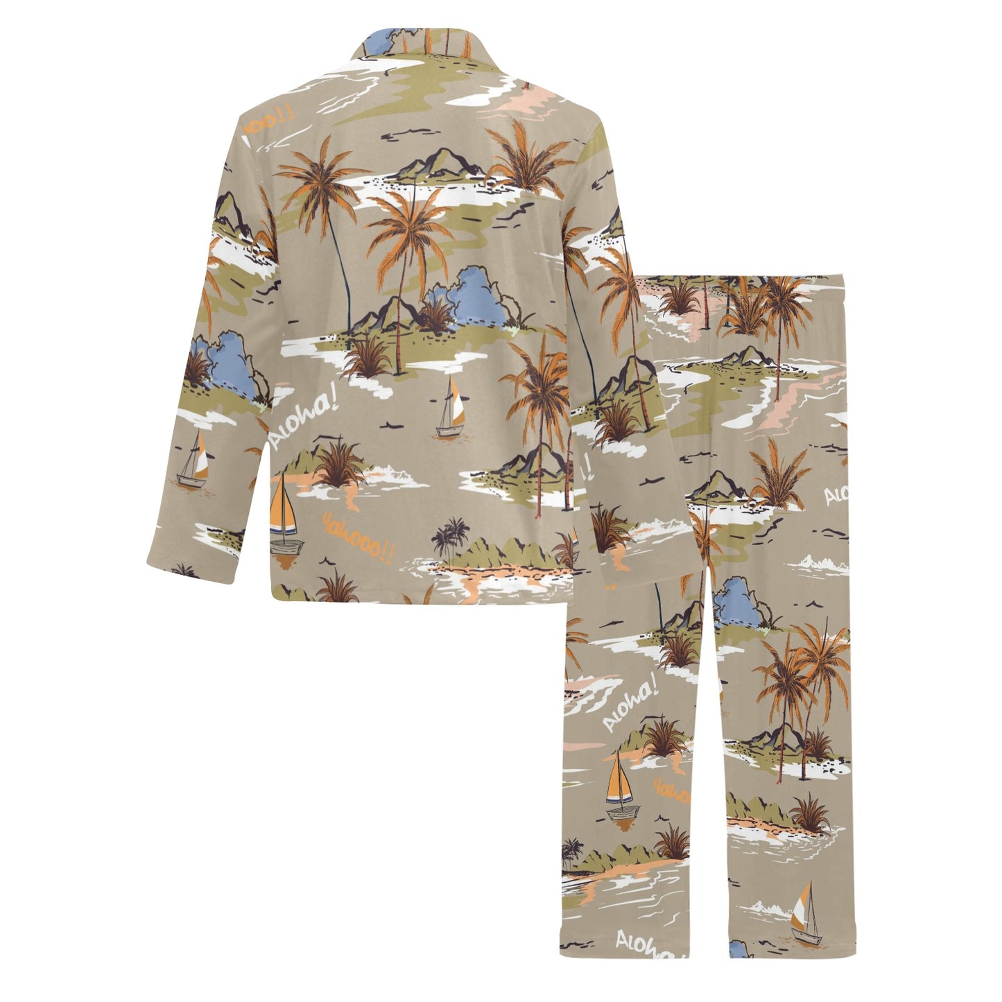 Pacific island Pattern Print Design A05 Men's Long Pajama Set