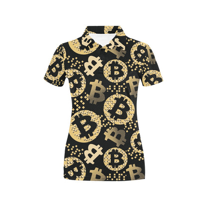 Bitcoin Pattern Print Design DO06 Women's Polo Shirt