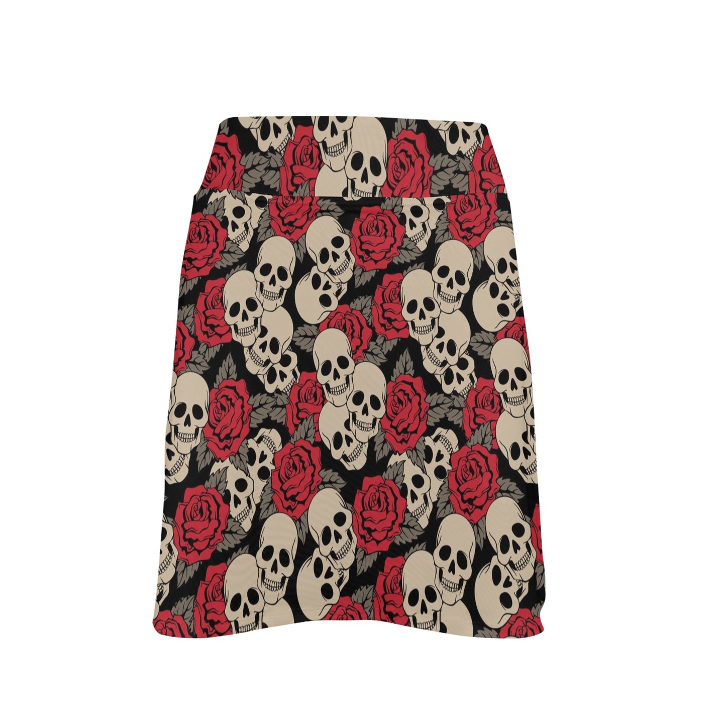 Skull And Roses Print Design LKS301 17" Golf & Pickleball Skort with Pockets