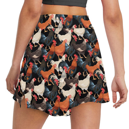 Chicken Print Pattern 17" Golf & Pickleball Skort with Pockets