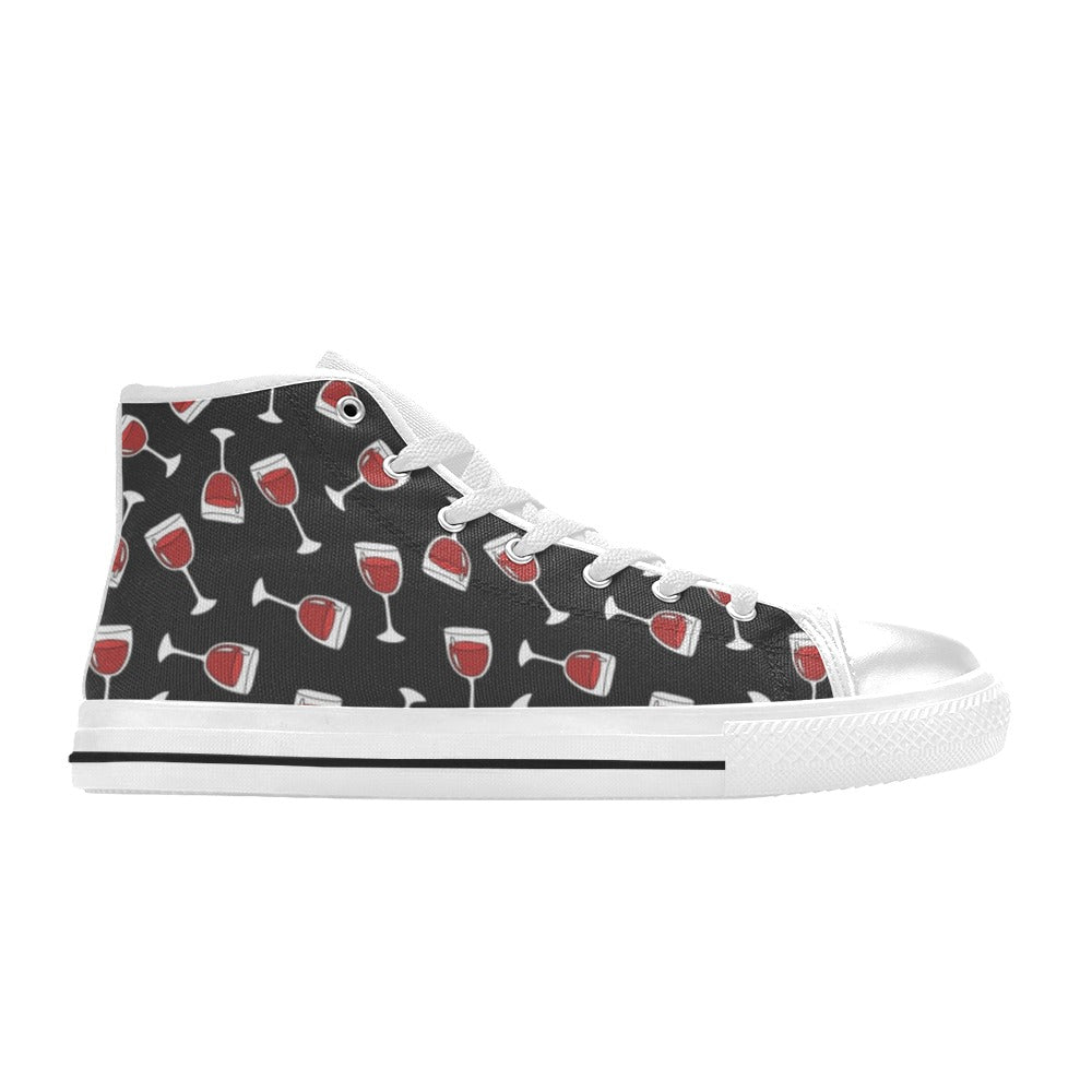 Wine Glass Print Design LKS303 Men's High Top Canvas Shoes