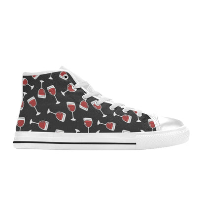 Wine Glass Print Design LKS303 Men's High Top Canvas Shoes