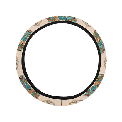 Hippie Van Peace Print Design LKS303 Steering Wheel Cover with Elastic Edge