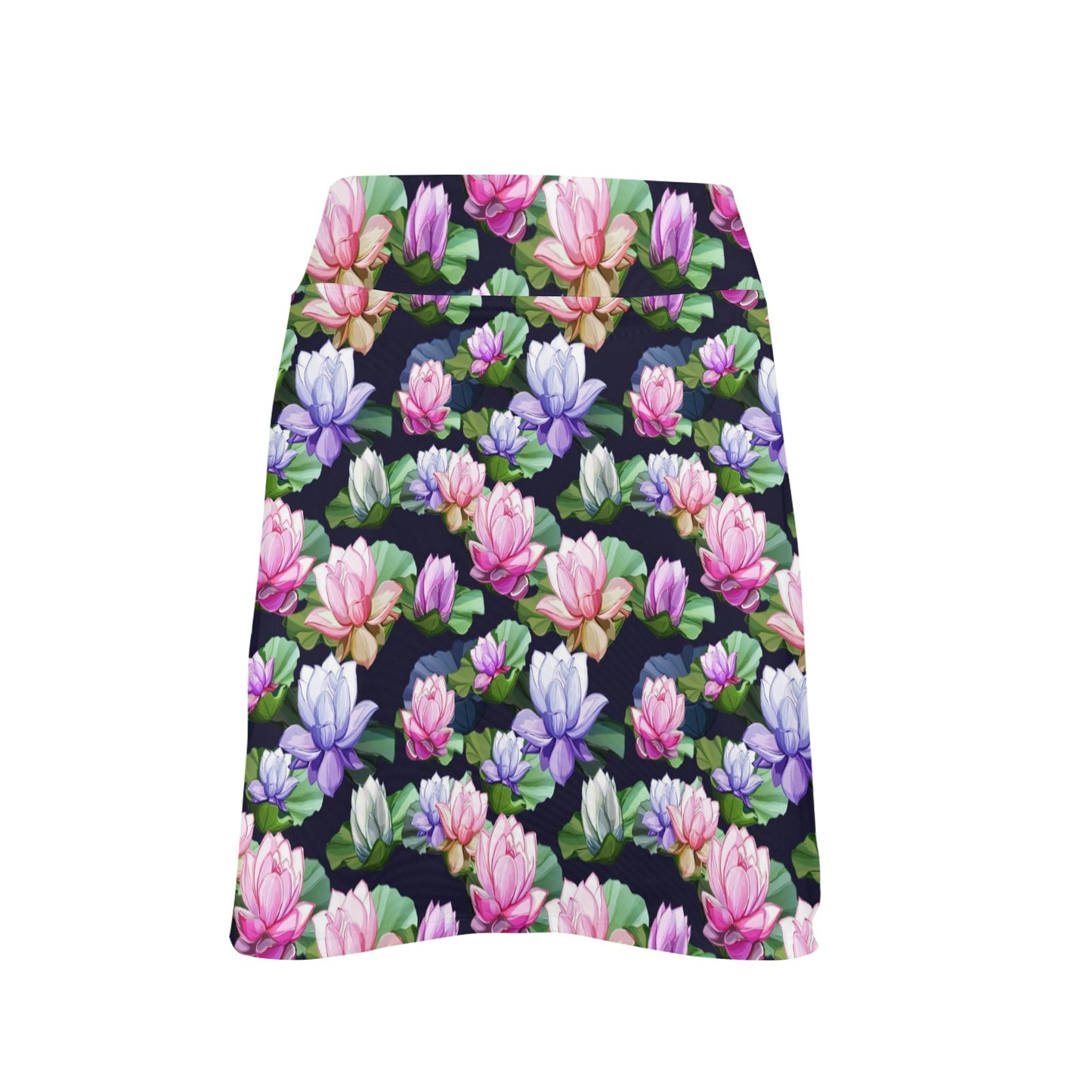 Lotus Flower Print Design 17" Golf & Pickleball Skort with Pockets