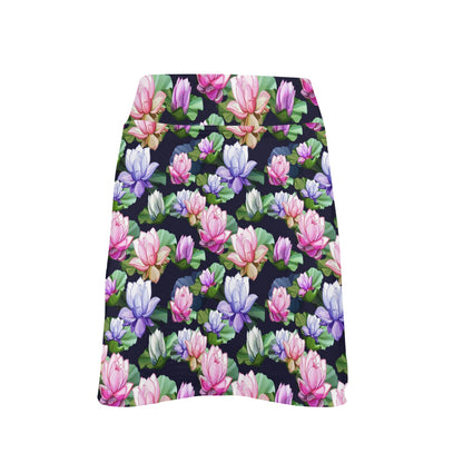Lotus Flower Print Design 17" Golf & Pickleball Skort with Pockets