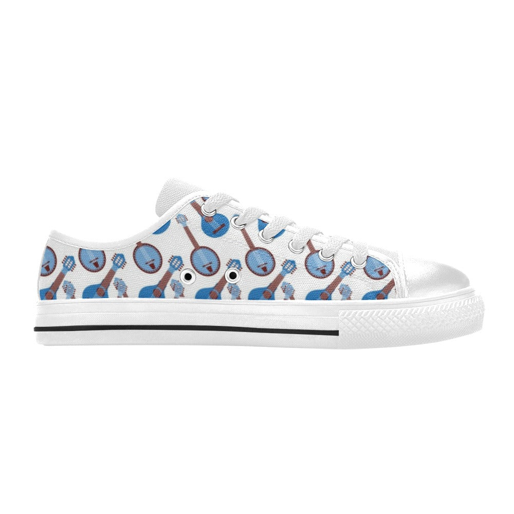 Banjo Print Design LKS401 Women's White Low Top Shoes