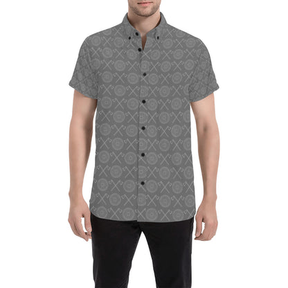 Vikings Print Design LKS303 Men Short Sleeve Button Up Shirt