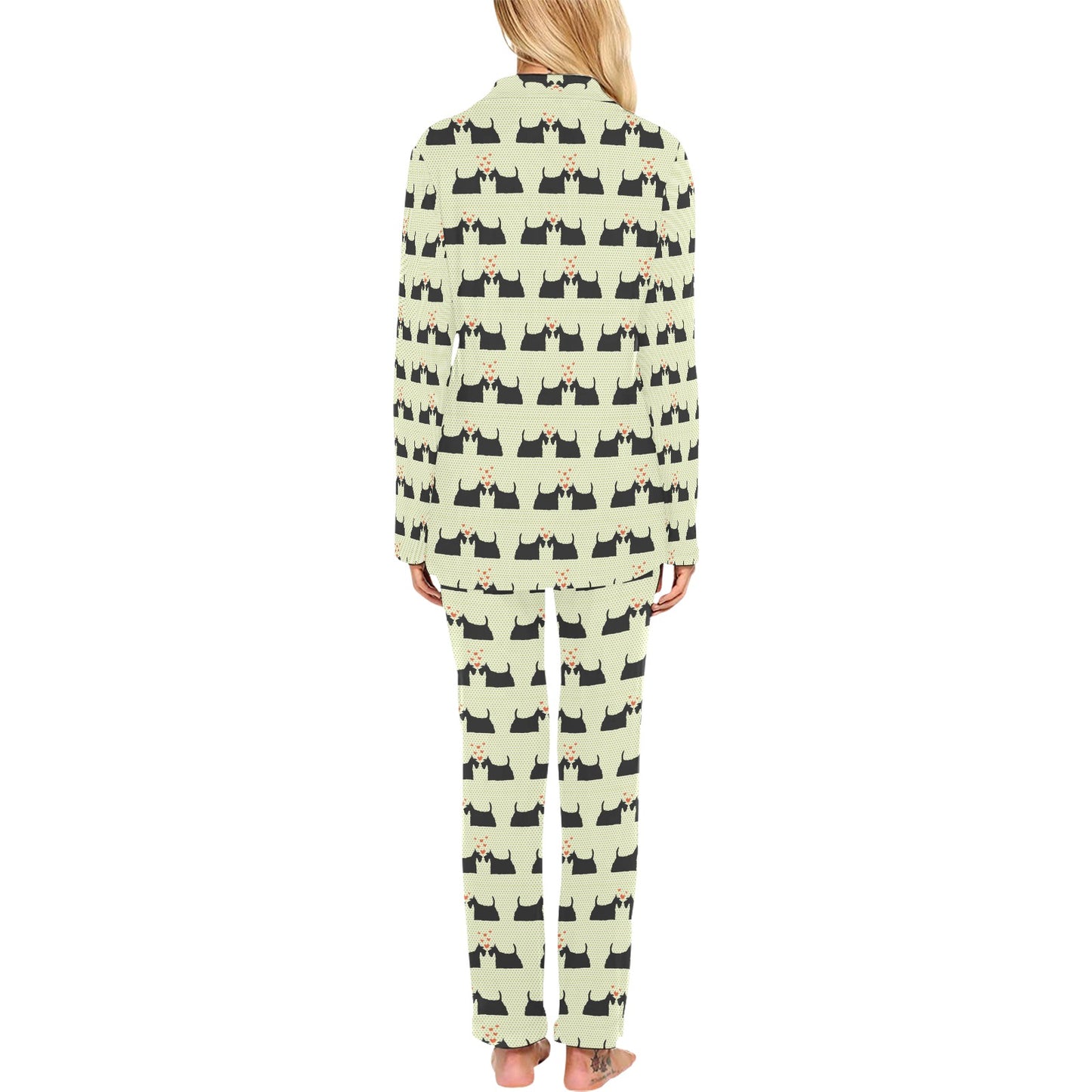 Scottish Terriers Print Design LKS304 Women's Long Pajama Set