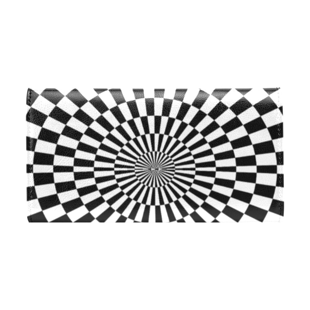 Checkered Flag Optical illusion Women's Trifold Wallet