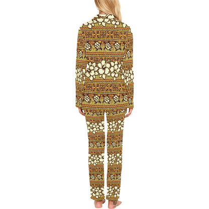 Hawaiian Themed Pattern Print Design H015 Women's Long Pajama Set