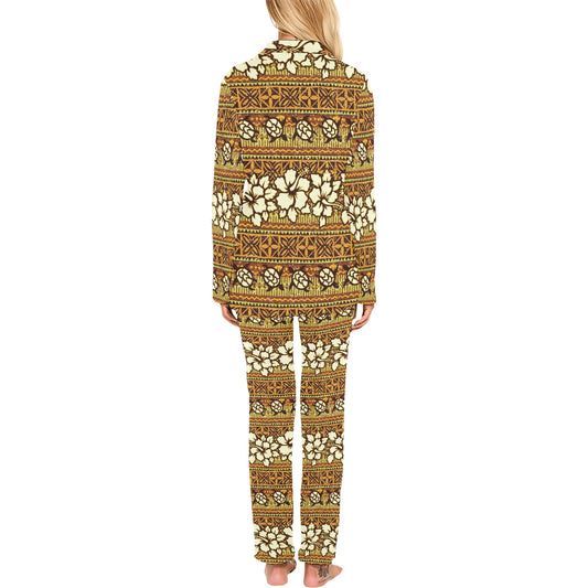 Hawaiian Themed Pattern Print Design H015 Women's Long Pajama Set