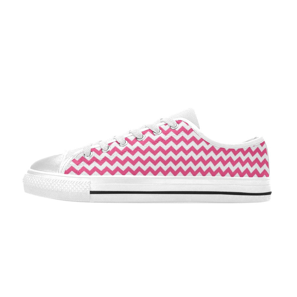 Chevron Print Design LKS402 Women's White Low Top Shoes