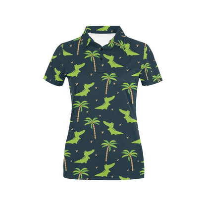 Alligator Pattern Print Design 02 Women's Polo Shirt