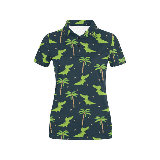Alligator Pattern Print Design 02 Women's Polo Shirt