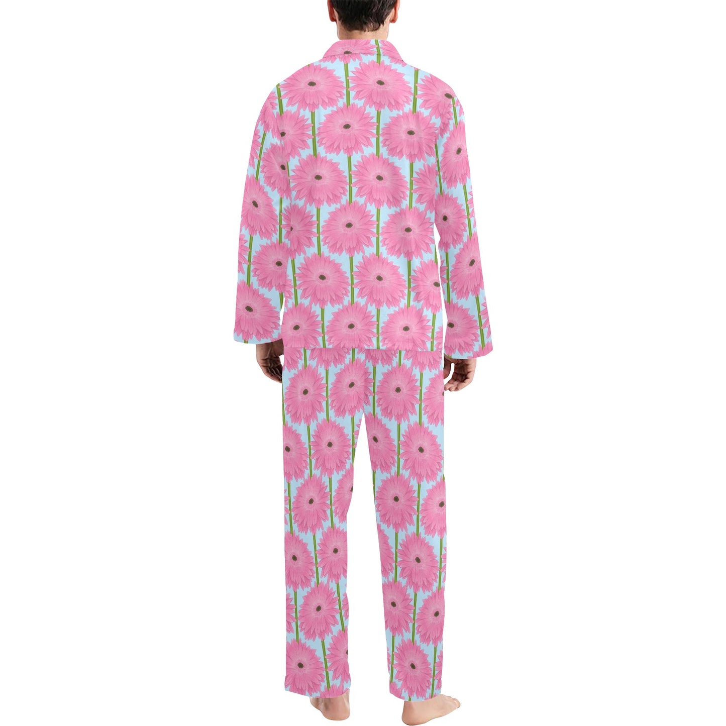 Gerberas Pattern Print Design GB01 Men's Long Pajama Set