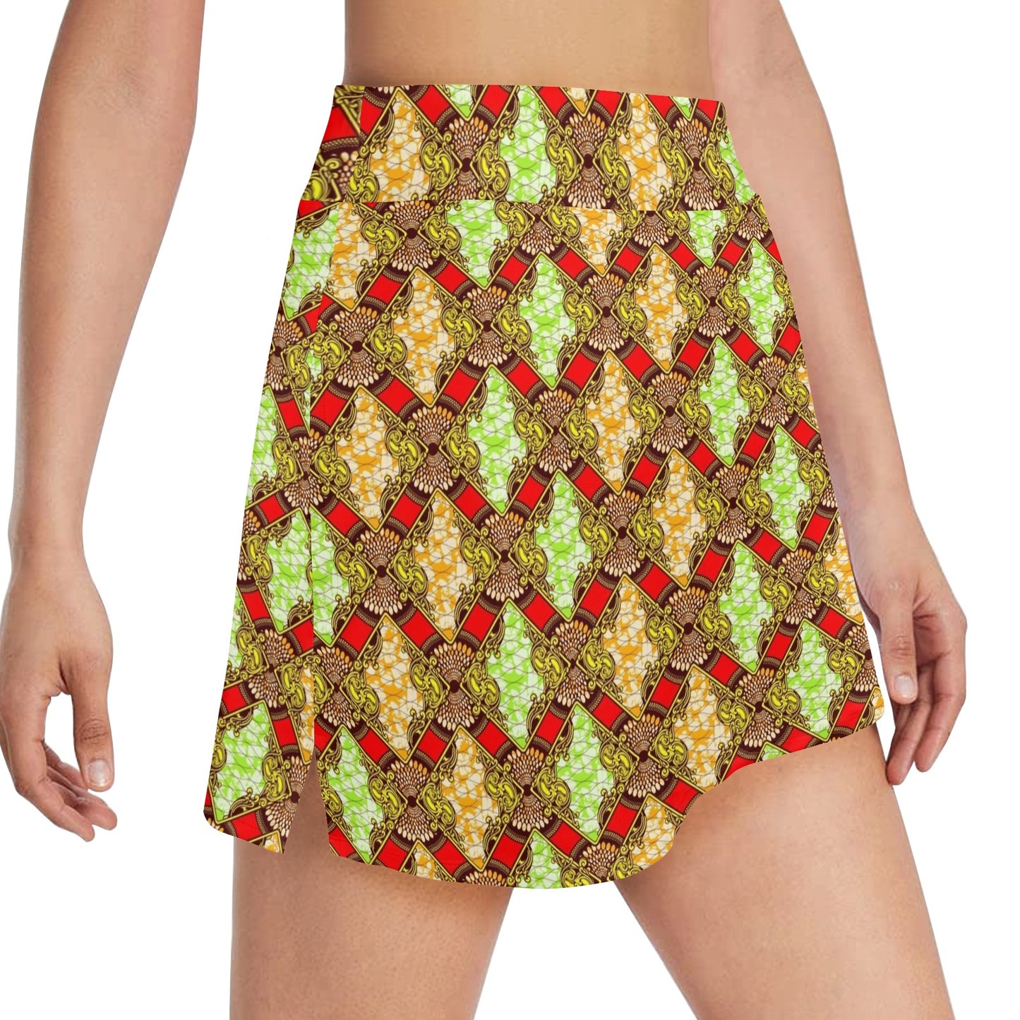African Classic Print Pattern 17" Golf & Pickleball Skort with Pockets