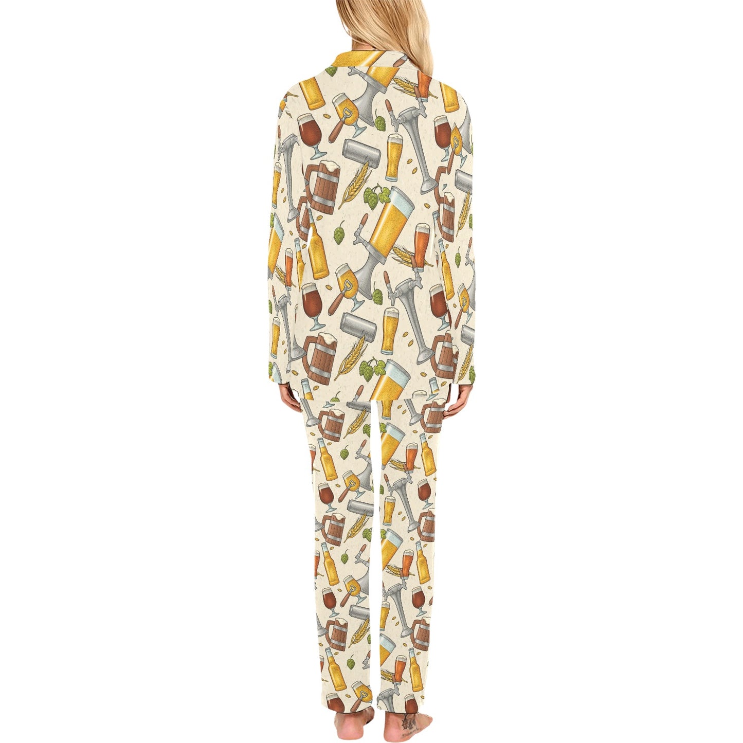 Beer Pattern Print Design 05 Women's Long Pajama Set