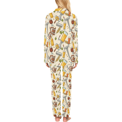Beer Pattern Print Design 05 Women's Long Pajama Set