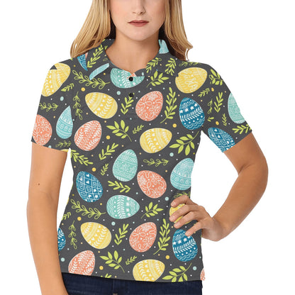 Easter Eggs Pattern Print Design RB01 Women's Polo Shirt