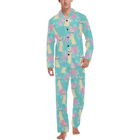 Rabbit Pattern Print Design RB05 Men's Long Pajama Set