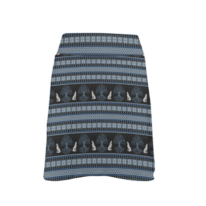 Wolf Tree of Life Knit Design Print 17" Golf & Pickleball Skort with Pockets