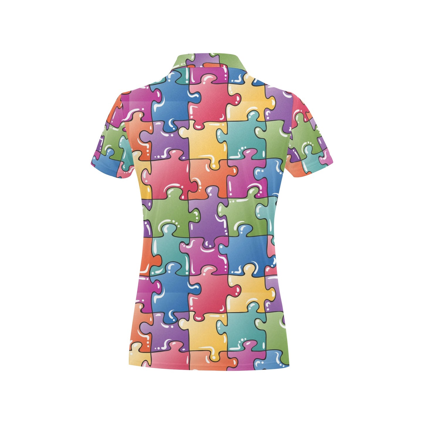 Puzzle Pattern Print Design A05 Women's Polo Shirt