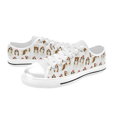 Shih Tzu Print Design LKS302 Women's White Low Top Shoes