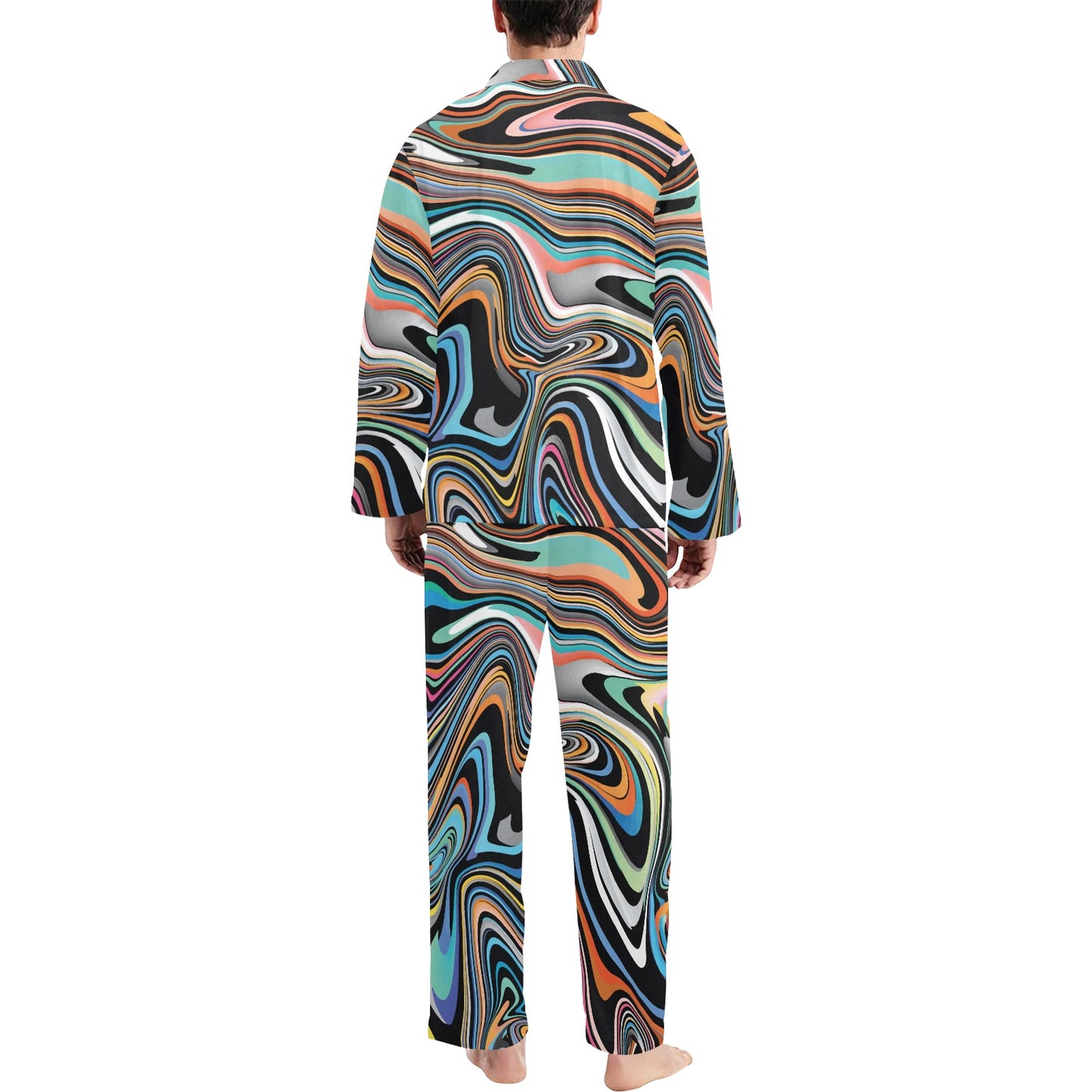 Liquid Pattern Print Design 02 Men's Long Pajama Set