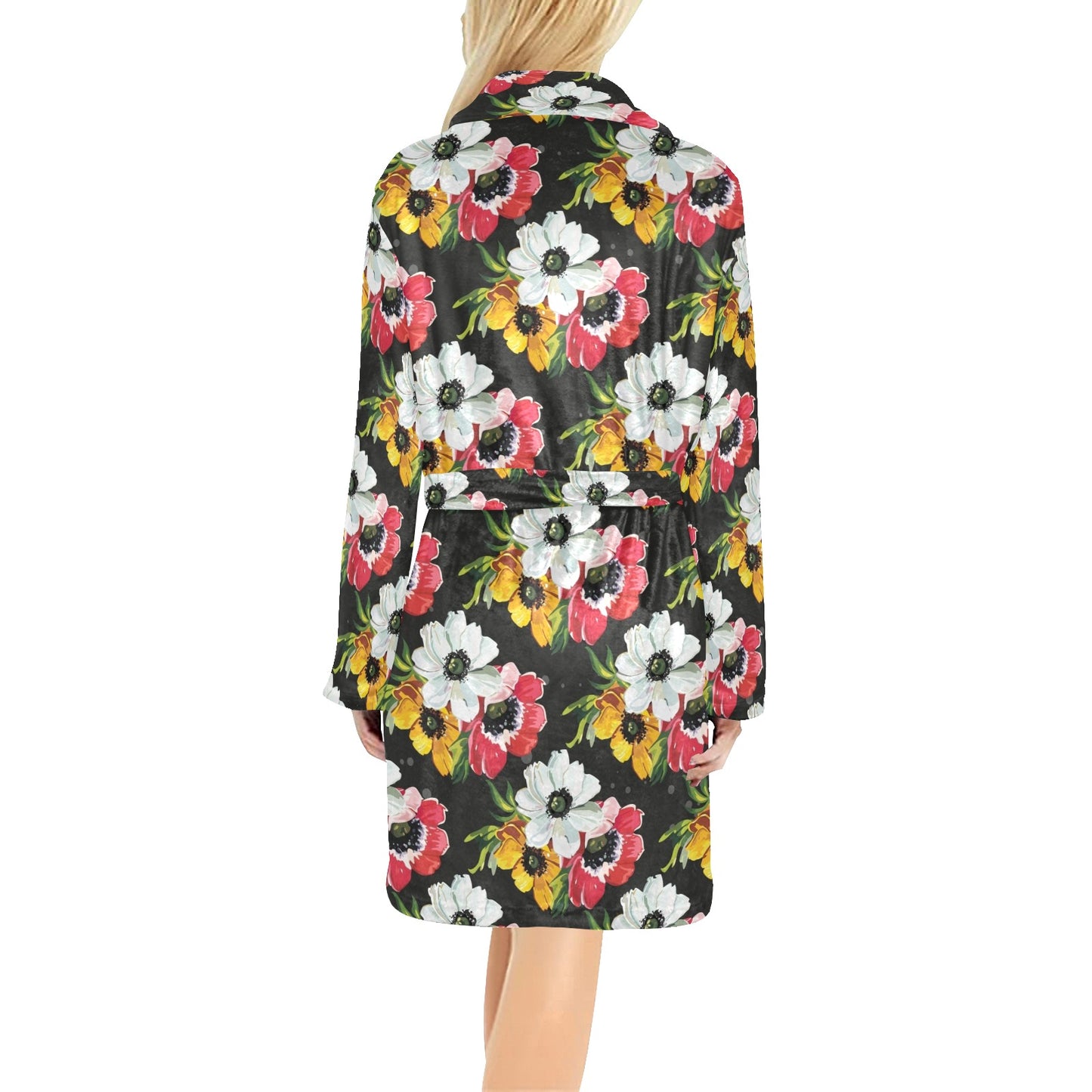 Anemone Pattern Print Design AM07 Women's Fleece Robe