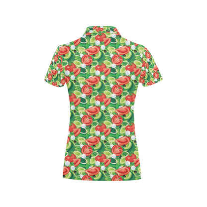 Vegan Salad Themed Design Print Women's Polo Shirt