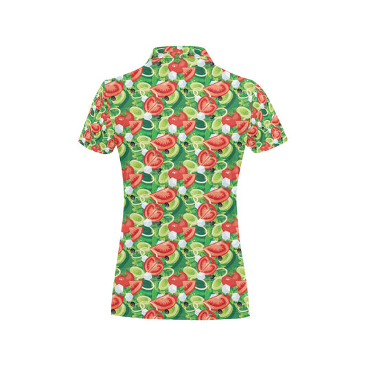 Vegan Salad Themed Design Print Women's Polo Shirt
