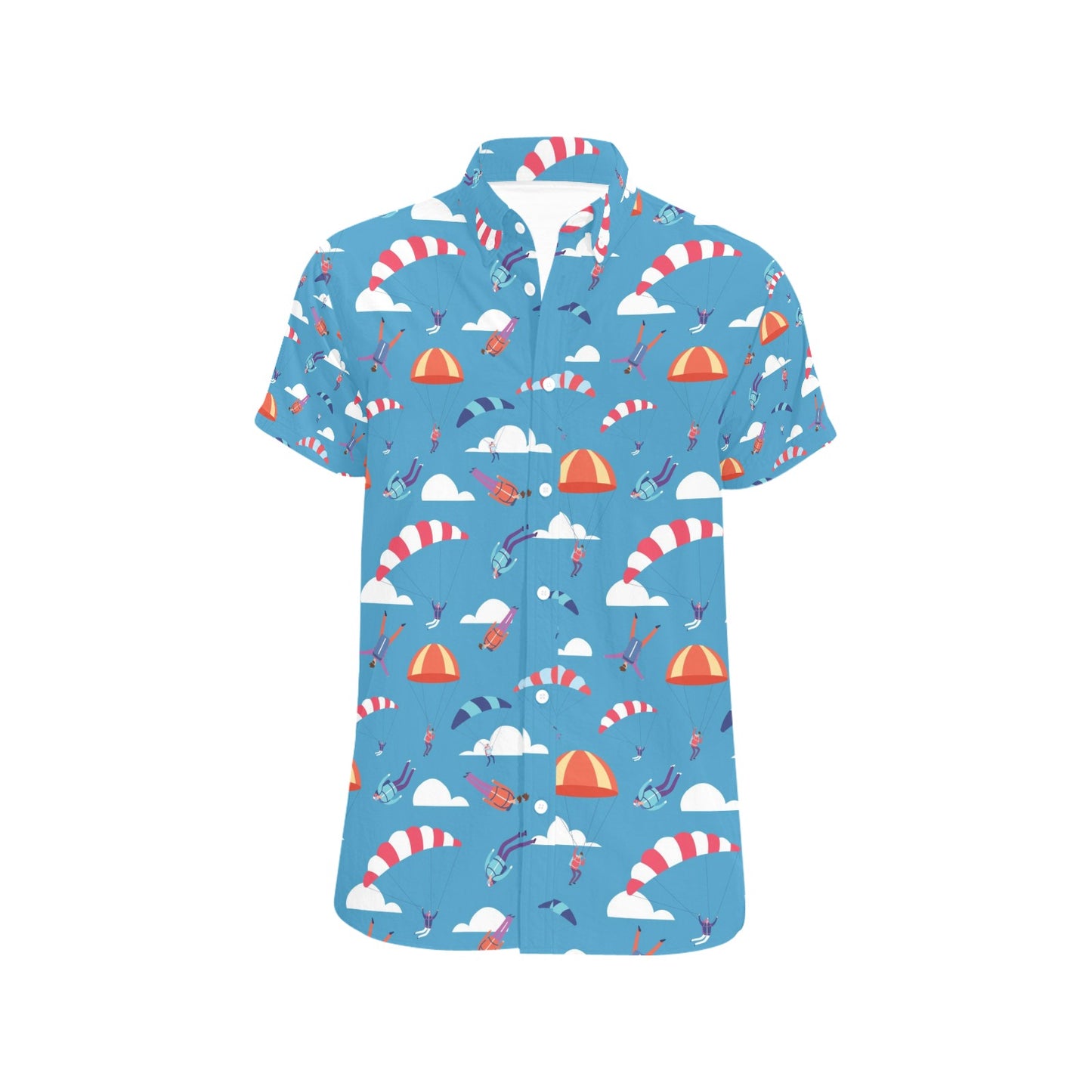 Skydiver Print Design LKS306 Men Short Sleeve Button Up Shirt